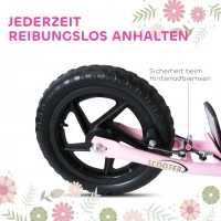 HOMCOM Step, Scooter voor Kinderen, met Handrem, Standaard, 12 Inch Wielen, vanaf 5 Jaar, Staal, Roze 120 x 52 x 88 cm(m-6)