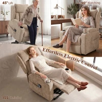 HOMCOM Power Lift Recliner Chair with Vibration Massage and Heat, Chenille Riser and Recliner Armchair for Elderly, Brown(m-6)