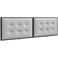 HOMCOM Tablă de Pat Dublu Tapițată din Microfibră, Matlasată cu Nasturi, pentru Paturi de 180 cm, Gri(m-11)