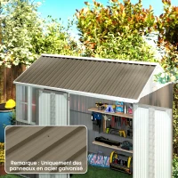 Outsunny Lot de 12 Panneaux en Acier Galvanisé Résistant aux Intempéries, Marron, Dim. d'un Panneau 129L x 45l cm(m-2)
