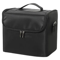 HOMCOM Beauty case de maquillage avec 4 compartiments amovibles, bandoulière et poignée, Noir(m-1)