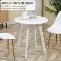 HOMCOM eettafel, keukentafel, voor 2 personen, hoogglanzend oppervlak, met tafelpoten, wit, 72 x 72 x 75 cm(m-4)