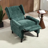 HOMCOM 150° Reclining Vintage Armchair, with footrest - Dark Green(m-10)