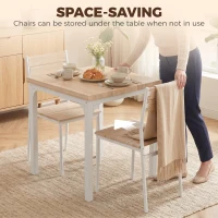 HOMCOM Three-Piece Minimal and Compact Dining Set, Oak Wood Effect(m-4)