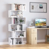 HOMCOM Estanteria Libreria 6 Estantes Madera Forma S 80x24x191 cm Estantes Color Blanco(m-10)