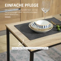 HOMCOM Eettafel Set met 2 Stoelen, Compacte Set van Tafel en Stoelen voor Eetkamer, Woonkamer, Keuken, met Metalen Frame(m-6)