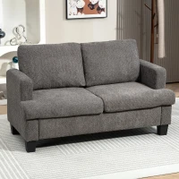 HOMCOM Canapé 2 places 120 cm avec coussins de dossier amovibles, tissu chenille pour salon, chambre, bureau, gris foncé(m-7)