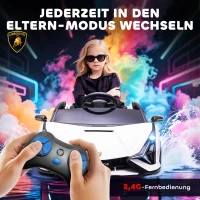 HOMCOM Elektrisch Kinderauto, Afstandsbediening, Lamborghini SIAN SUV, 3-5 Jaar, Wit(m-5)