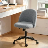 HOMCOM Chaise de Bureau Pivotante en Fourrure Teddy, Hauteur Réglable, Roulettes, Mousse Haute Résilience, Gris(m-14)