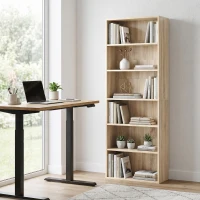 HOMCOM Six Shelf Bookcase - Oak(m-12)