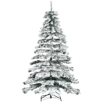HOMCOM Árbol de Navidad 225 cm Árbol de Navidad Artificial Nevado con 1083 Ramas y Soporte de Metal Árbol de Navideño para Salón Verde y Blanco(m-1)