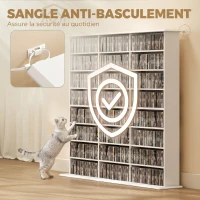 HOMCOM Meuble de rangement 1032 CDs / 594 DVDs, étagère multimédia, 24 compartiments et 18 étagères ajustables, blanc(m-6)