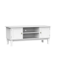 HOMCOM TV Unit up to 55", 2 Doors TV Cabinet with Open Storage Shelves and Cable Management for Living Room, Bedroom, Entertainment Room, 120L x 45W x 50.5H, White(m-10)