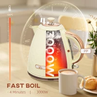 HOMCOM Electric Kettle, 1.7L, Fast Boil, 3000W Cordless Water Kettle with Removable Washable Anti-scale Filter, Beige(m-4)