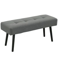 HOMCOM Gestoffeerde Bank met Ribstof, Bedbank met Metalen Poten, Schoenenbank 100 x 36 x 45 cm Grijs(m-11)