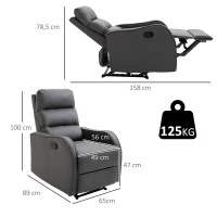 HOMCOM Relaxstoel met voetensteun, ligstoel, uitklapbare voetensteun, kunstleer, zwart(m-3)