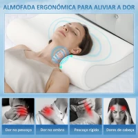 HOMCOM Almofada de Espuma Viscoelástica com Desenho Ergonómico Dupla Altura Capa Removível e Lavável 68,58x35,56x8,9/10,8 cm Creme(m-5)