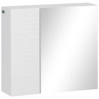 kleankin Armario de Baño con Espejo 2 Puertas y Estantes Ajustables Mueble de Baño para Colgar 48x15x45 cm Blanco(m-12)