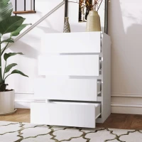 HOMCOM Witte Ladekast, Hoogglans, 4 Lades, 55 cm x 33 cm x 80 cm(m-7)