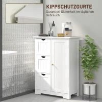 HOMCOM Badkamerkast, Badkamercommode, 3 Laden, Schap, MDF, Wit(m-6)