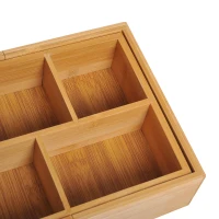 HOMCOM opbergdoos uitschuifbaar organizer box lade organizer bamboe natuur(m-6)