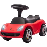 AIYAPLAY Voiture sans pédales pour bébés 18-36 mois Licence Porsche 2 phares Klaxon Son de démarrage 63x28,5x38 cm Rouge(m-8)
