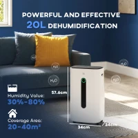 HOMCOM 6500mL Portable Dehumidifier with Air Purifier Filter, 24H Timer, 4 Modes, 22L/Day, for Home Laundry Basement(m-3)