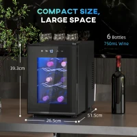 HOMCOM Six Bottle 8-18℃ Countertop Wine Fridge - Black(m-3)