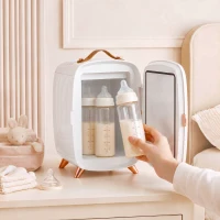 HOMCOM Skincare Refrigerator, 6L Mini Cosmetic Fridge with LED Mirror, Cooling Function for Bedroom, Skincare, Office, White(m-8)