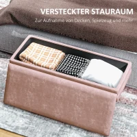 HOMCOM Zitbank Gestoffeerde Bank, met Opbergruimte, Staal, 100 x 37,5 x 42 cm, Roze(m-5)