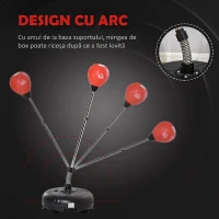 HOMCOM Sac de box cu înălțime reglabilă, mănuși incluse, din PE și metal, 45x45x133-151 cm, roșu(m-6)