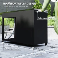 Outsunny Grillwagen Serveerwagen met Werkblad, Uitklapbare Zijplank, Kast, Spoelbak, Wielen, Roestvrij Staal 162,5x47x87cm Zwart(m-7)