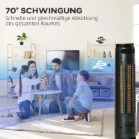 HOMCOM Torenventilator, Airconditioner met 4 Modi, 3 Snelheden, Timer, Kunststof(m-7)