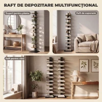 HOMCOM Bibliotecă Tip Turn Multifuncțională cu 11 Rafturi, Maro Rustic(m-7)
