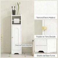 HOMCOM Armario de Baño Estrecho Mueble Auxiliar de Baño con Estante Ajustable y Portarrollos de Papel 21x20x79 cm Blanco(m-7)
