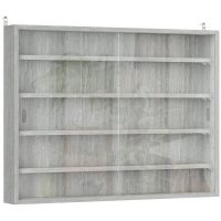 HOMCOM Vitrine murale pour objets de collection 4 étagère réglables en hauteur et 2 portes coulissantes 80 x 9,5 x 60 cm gris