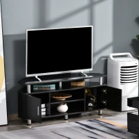 HOMCOM Meuble TV meuble télé bois banc TV pour téléviseur jusqu'à 55 pouces avec grand plateau, placards à portes et(m-10)