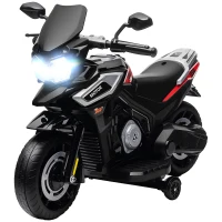 AIYAPLAY Elektrische motor voor kinderen van 18-36 maanden, zitvoertuig, hulpwielen, verlichting, muziek, kunststof, staal, zwart(m-10)