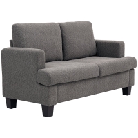 HOMCOM Canapé 2 places 120 cm avec coussins de dossier amovibles, tissu chenille pour salon, chambre, bureau, gris foncé