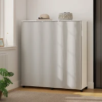 HOMCOM Armoire penderie Meuble de Rangement Mobile 6 roulettes 120L x 40l x 128H cm en bois blanc(m-8)