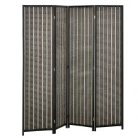 HOMCOM Ruimteverdeler, opvouwbaar, grenenhout/bamboe, 180 x 180 cm, Bruin/Zwart(m-10)