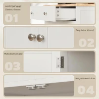HOMCOM Sideboard, Tischplatte aus Kautschukholz, 2 Schubladen, versetzbarer Einlegeboden, weiß, 68 x 40,3 x 85cm(m-7)