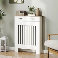 HOMCOM Copritermosifone a Doghe Antiribaltamento con Cassetto, in Legno, 78x19x97 cm, Bianco(m-8)