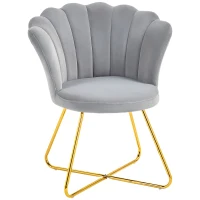 HOMCOM Velvet-Feel Lotus Petal Accent Chair - Grey(m-11)