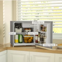 HOMCOM 46 Litre Lockable Countertop Fridge - Grey(m-5)