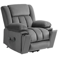 HOMCOM Elektrische Relaxfauteuil met opsta-hulp – Ligstoel met verwarmings- en massagefunctie, afstandsbediening, bekerhouder, zijvak, USB, pocketvering, fluweel, donkergrijs(m-10)