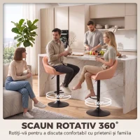 HOMCOM Set 2 Scaune de Bar din Piele Ecologică cu Spătar, Brațe și Înălțime Reglabilă, Maro(m-7)