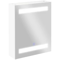 HOMCOM Armario de Baño con Espejo y Luz LED con 2 Estantes e Interruptor Táctil para Dormitorio Aseo 50x15x60 cm Blanco(m-11)