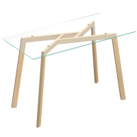 HOMCOM Mesa de Jantar Retangular Moderna para 6 Pessoas Superfície de Vidro Temperado 150x75x76 cm Transparente(m-1)