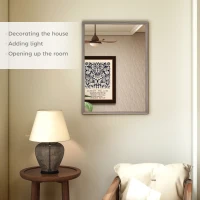 HOMCOM Wall Bathroom Mirror, 50 x 70 cm Wall-Mounted Mirror for Living Room, Bedroom, Hallway, Grey(m-4)